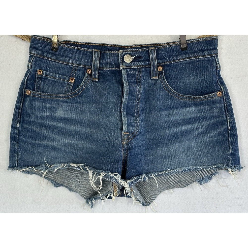 Levi's 501 Denim Jean Shorts Distressed Women 25 Blue Excellent